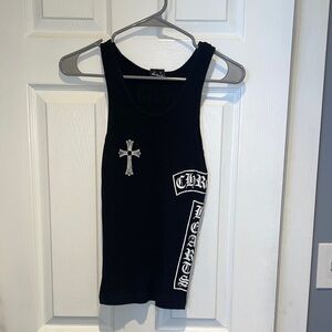 Chrome Hearts Black Tank with White Cross & Side Script